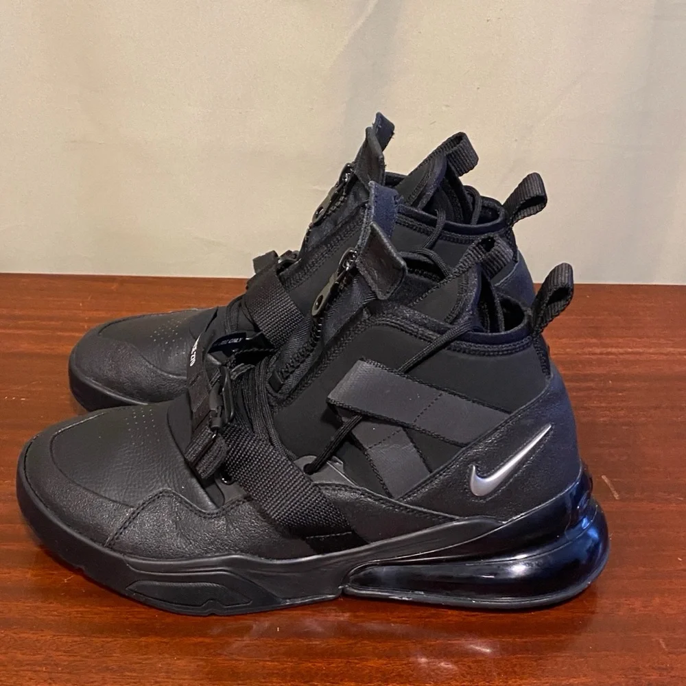 Nike Air Force 270 Utility Black Metallic Silver Mens 10.5 ( AQ0572-002 ) - Picture 3 of 7